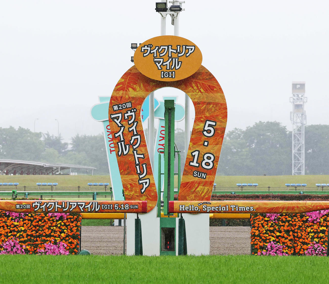 ヴィクトリアMのゴール板（撮影・丹羽敏通）