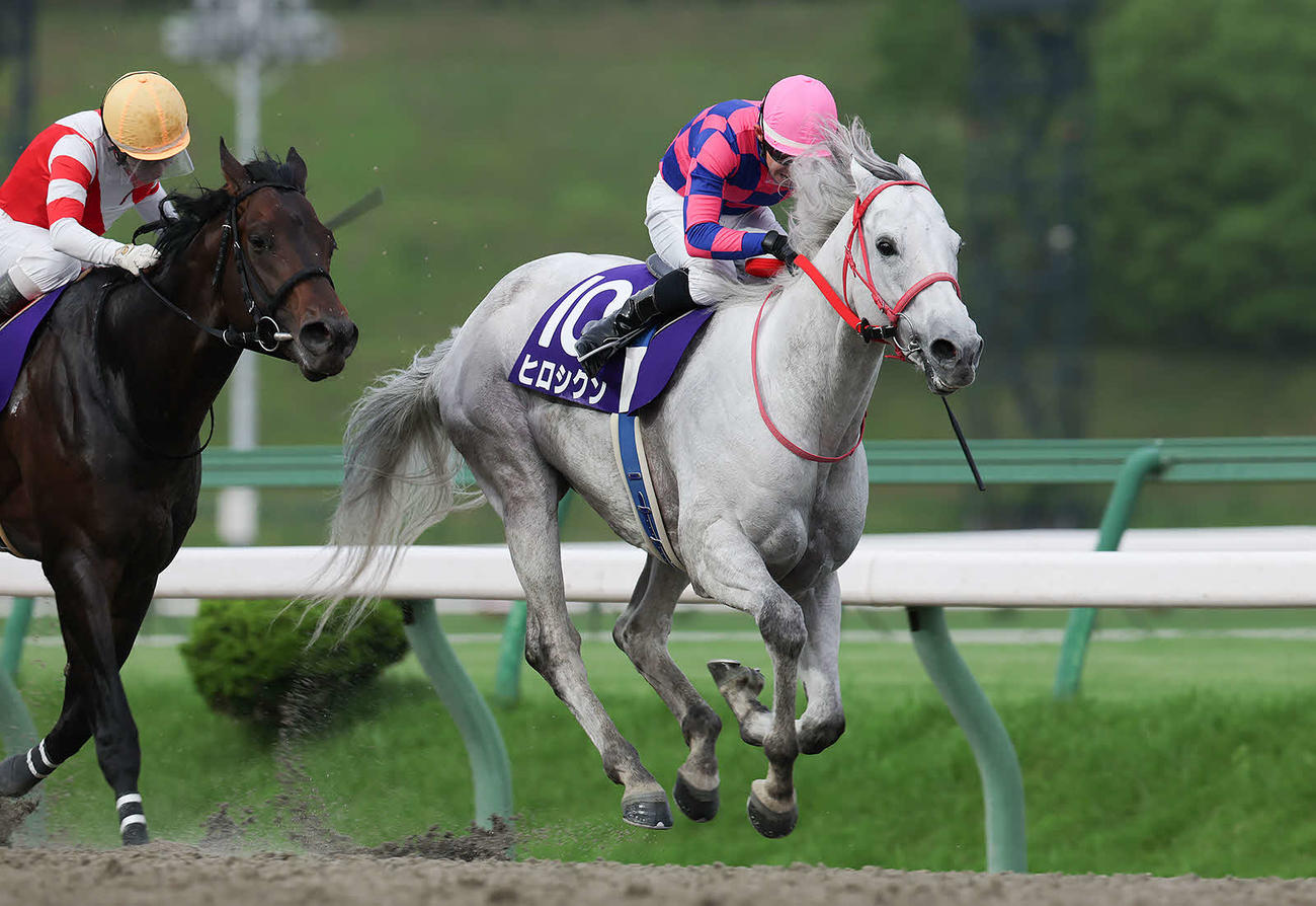 フジユージーン（左）を抑えてシアンモア記念を逃げ切ったヒロシクン（提供・岩手県競馬組合）