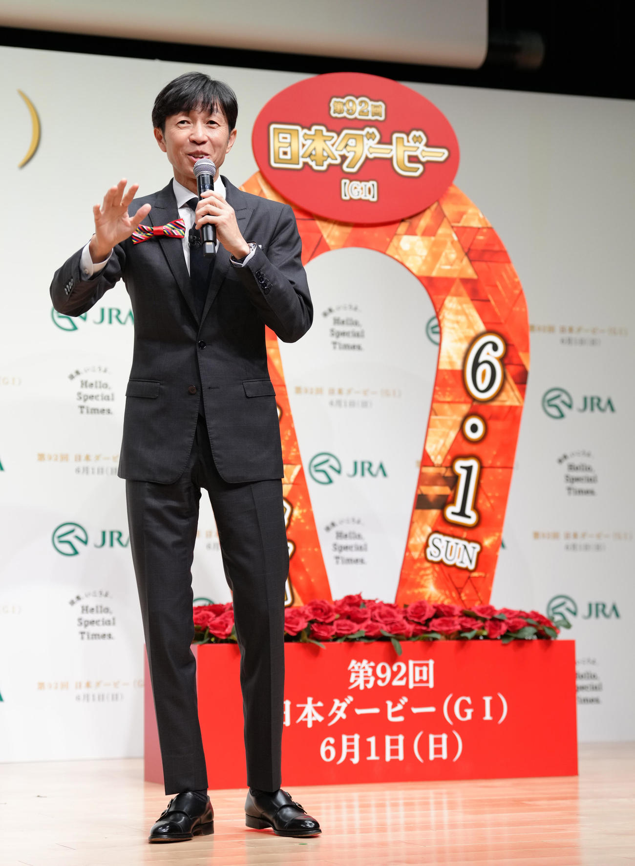 発表会に登場した武豊騎手（撮影・足立雅史）