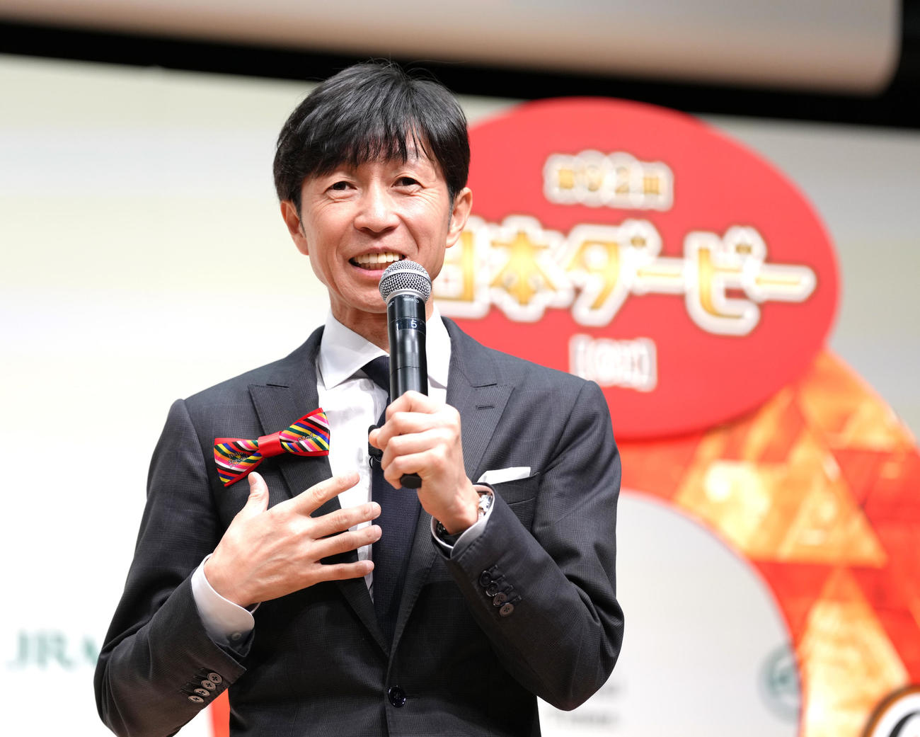 発表会に登場した武豊騎手（撮影・足立雅史）