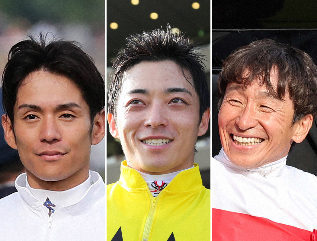 左から浜中騎手、川田騎手、横山典騎手