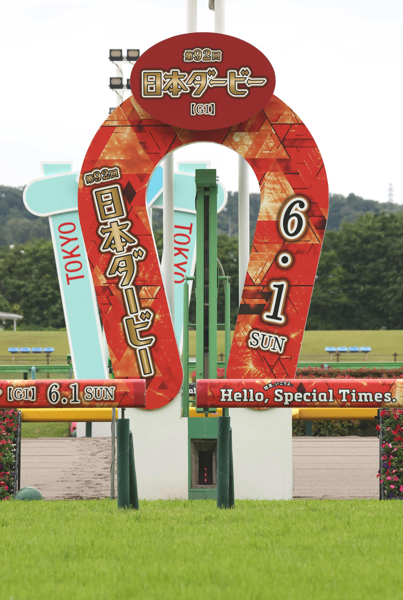 日本ダービーのゴール板（撮影・丹羽敏通）