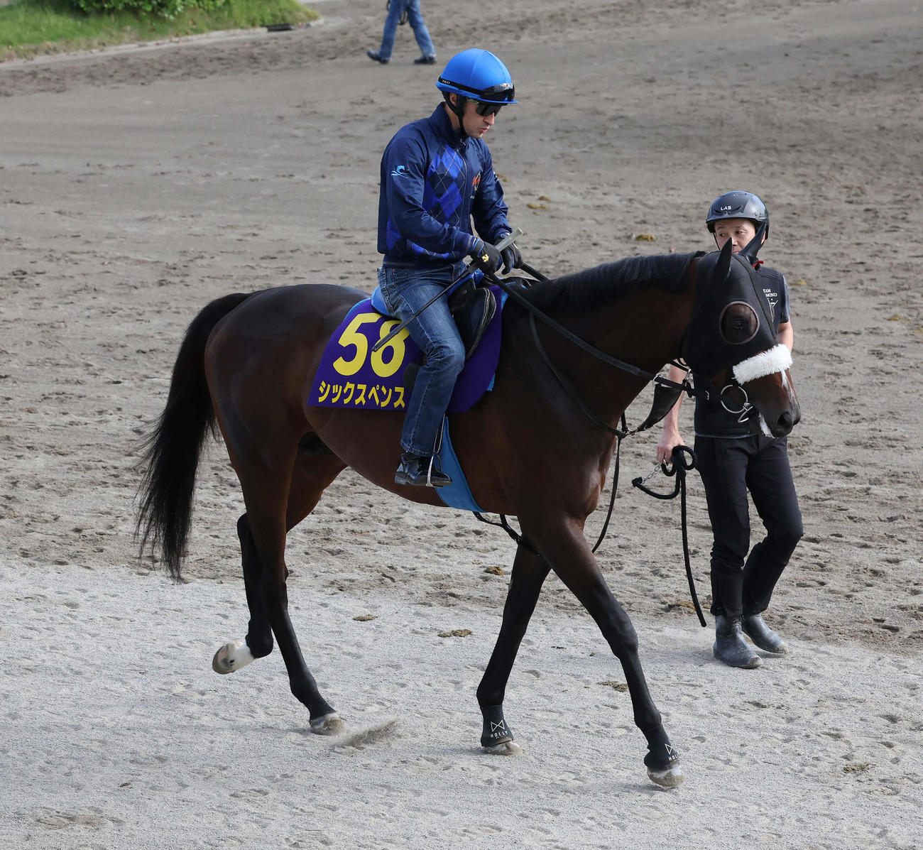 5月28日、馬場へ向かうシックスペンスとルメール騎手