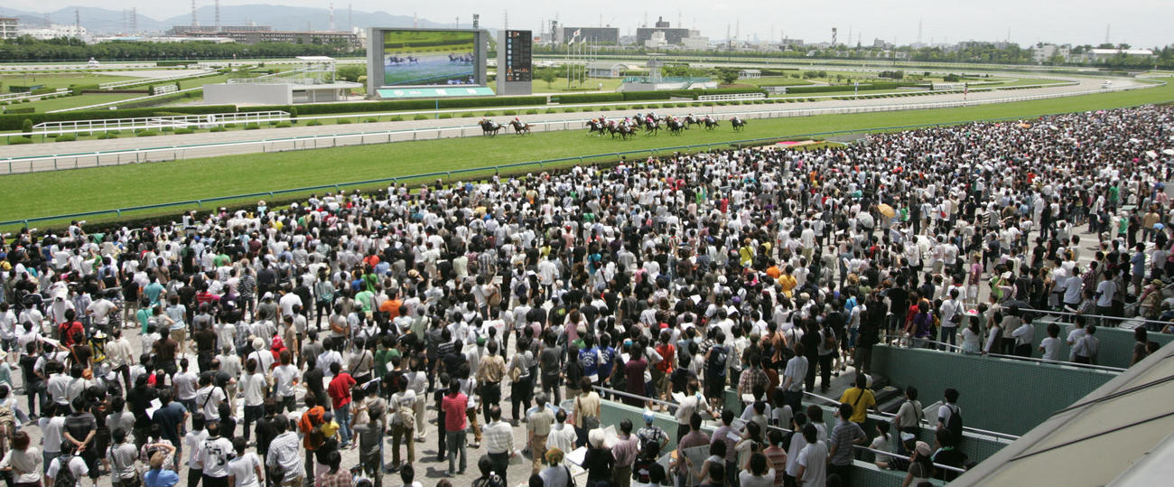 宝塚記念で大入り満員の阪神競馬場（2009年撮影）