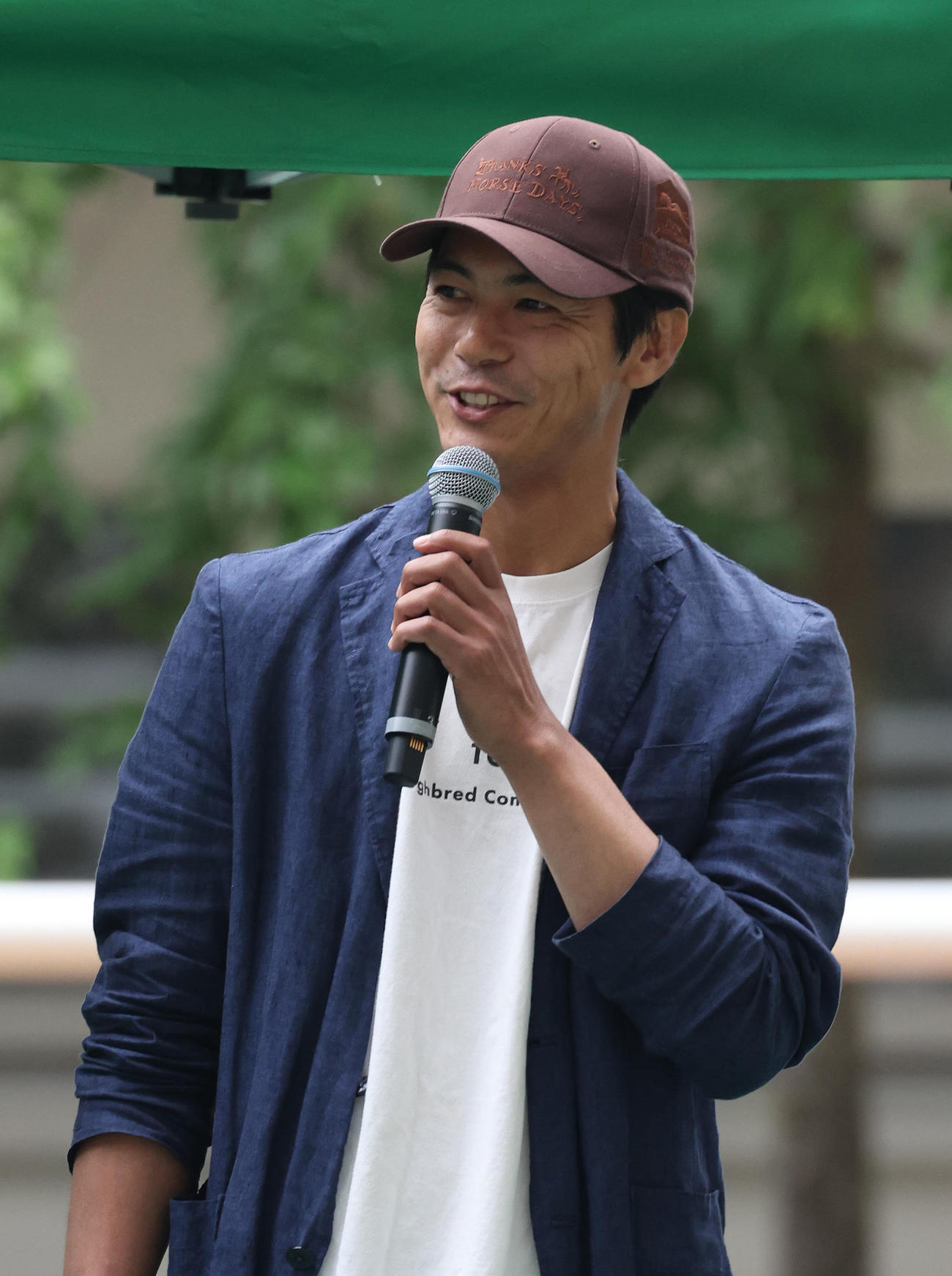 サンクスホースデイズのトークショーに参加するTCCJapan山本高之代表（撮影・白石智彦）
