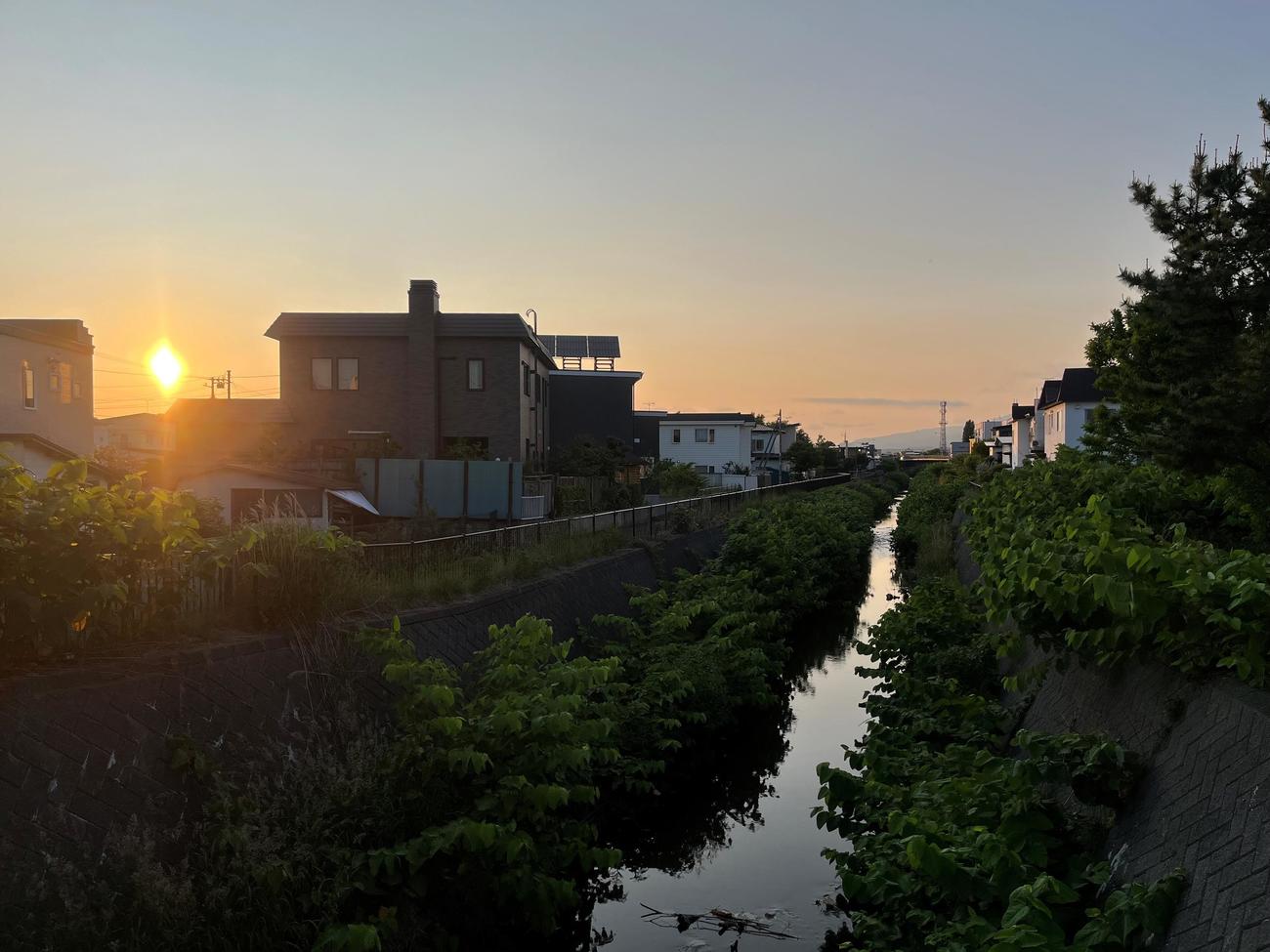 第三深堀橋より夕日を望む