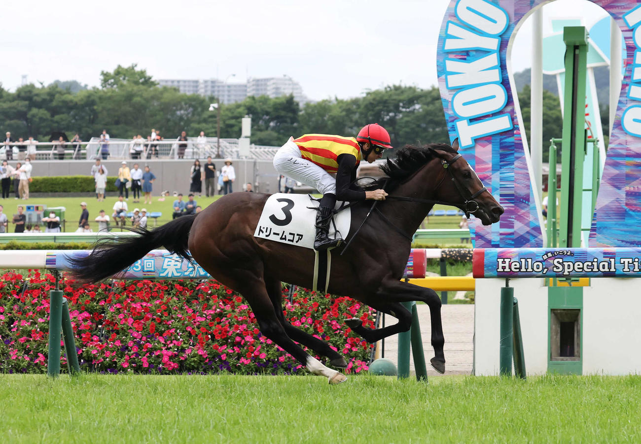 東京5R新馬戦を制したドリームコアとレーン騎手（撮影・丹羽敏通）