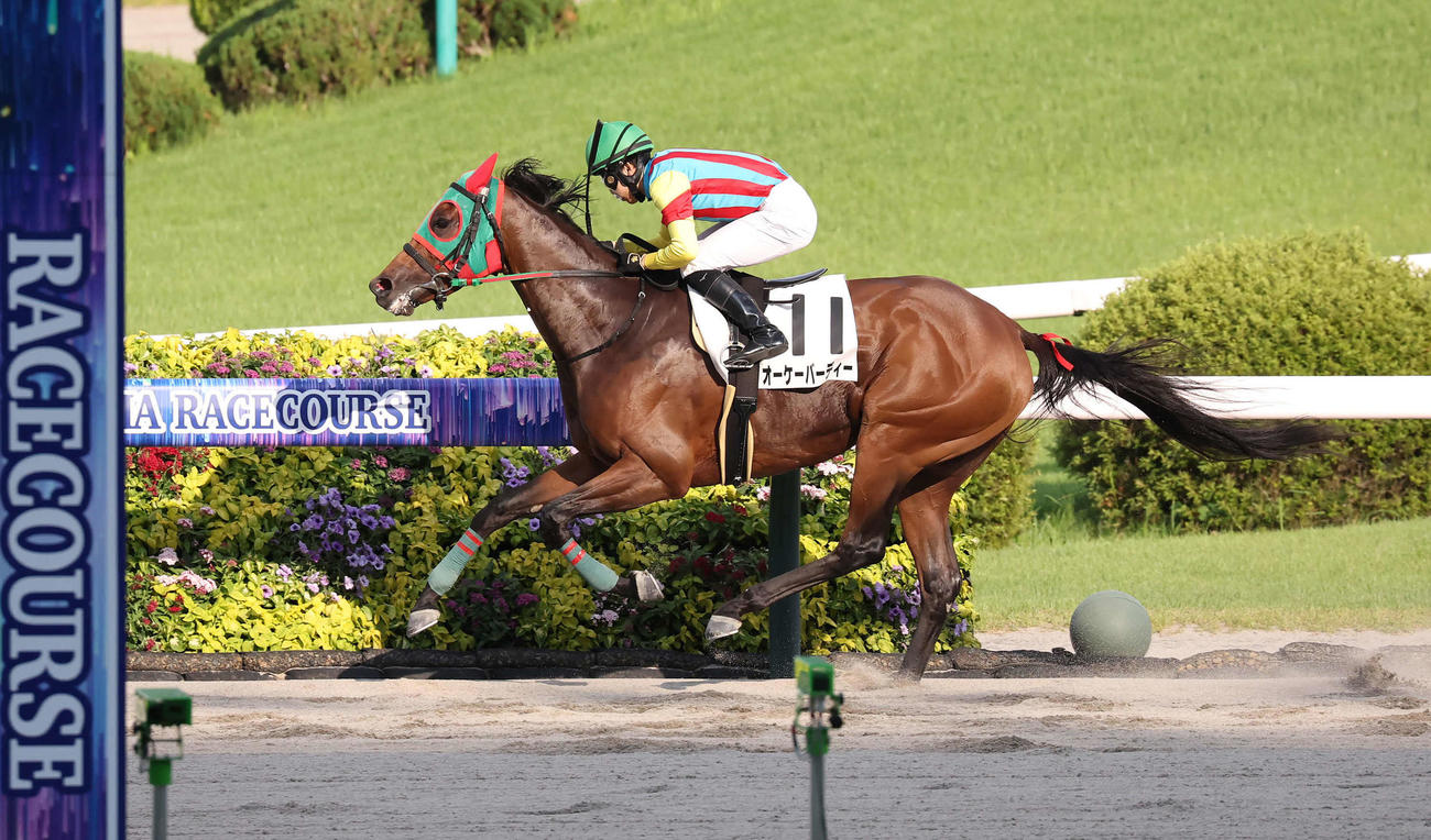 福島12R、3歳上1勝クラスを快勝したオーケーバーディーと横山琉騎手（撮影・丹羽敏通）