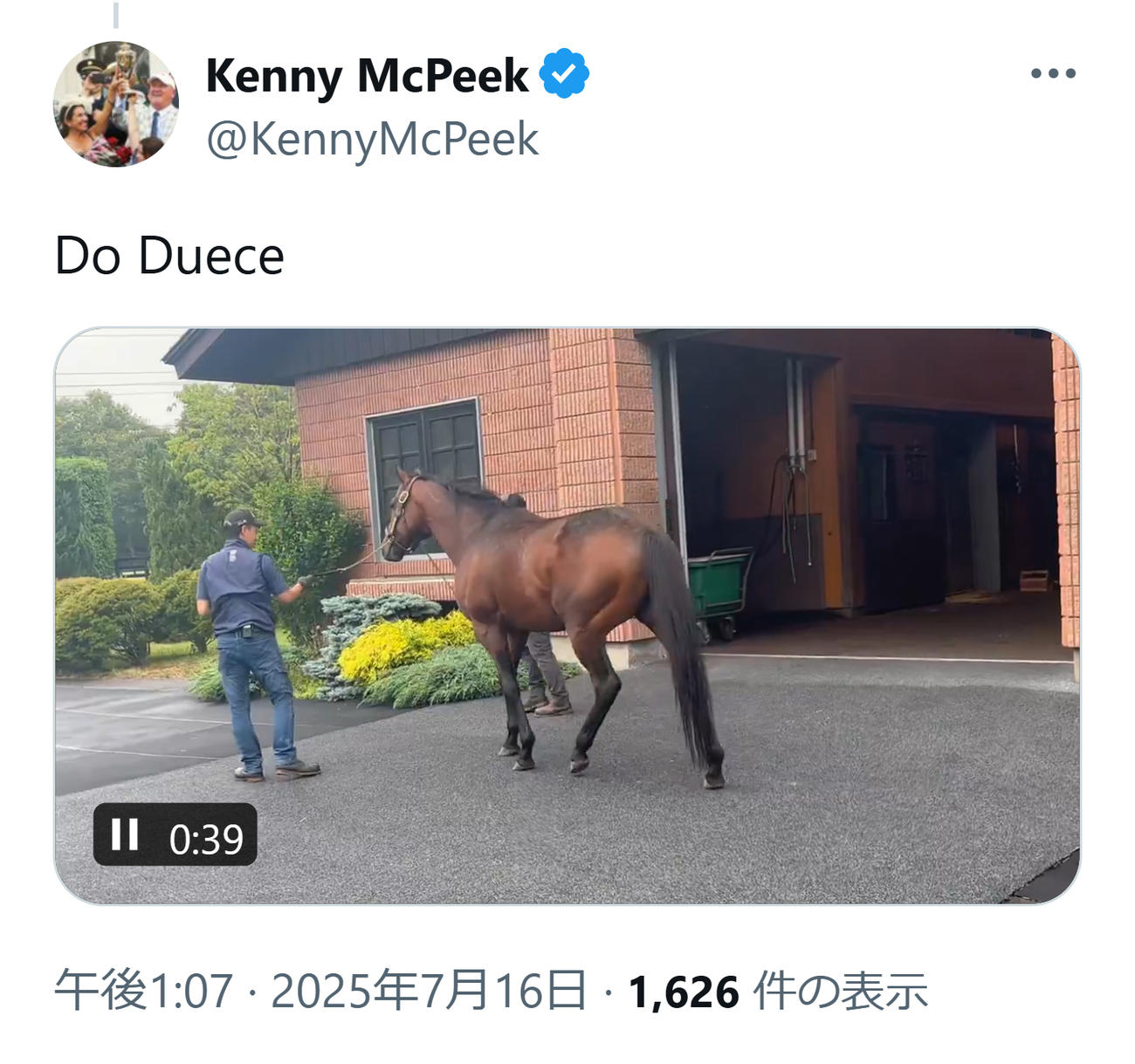 マクピーク師のXから