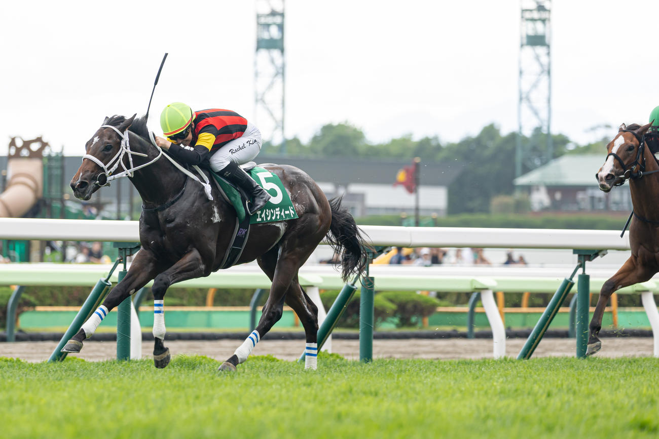函館2歳Sを制したエイシンディードとR・キング騎手（撮影・村野早祐）