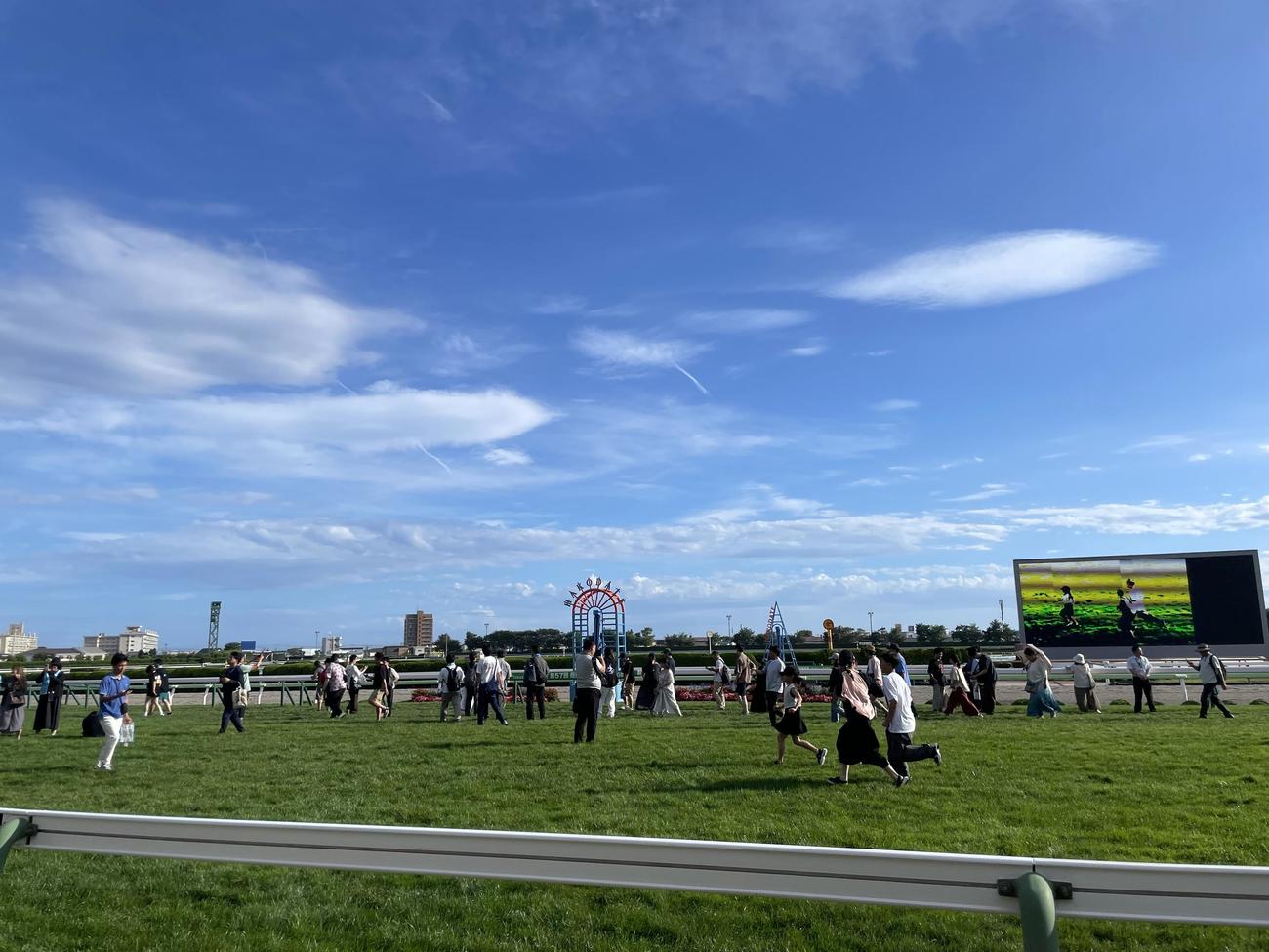 函館競馬場では芝コースがファンへ向けて開放されました