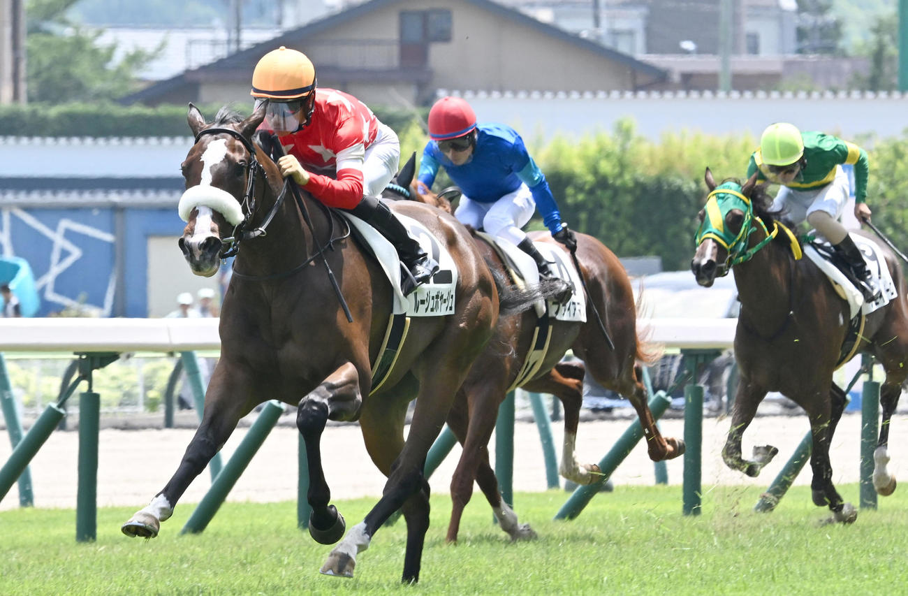 2歳新馬戦を制したルージュボヤージュ（2025年7月13日撮影）
