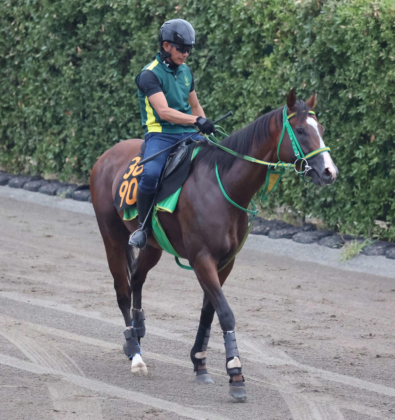 馬場へ向かうポールセン（撮影・丹羽敏通）