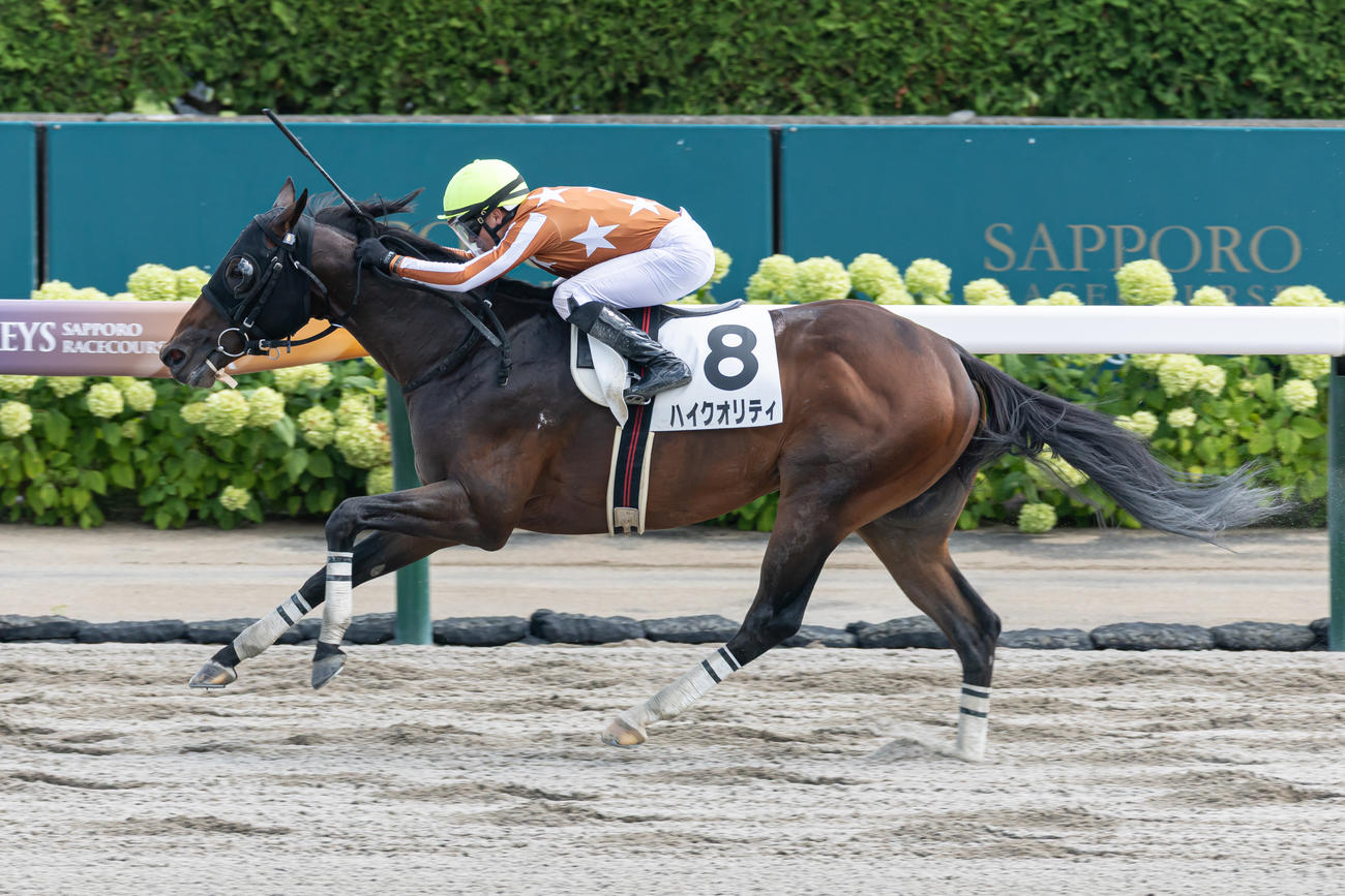 札幌4Rを制したハイクオリティとフランシスコ・ゴンサルベス騎手（撮影・村野早祐）