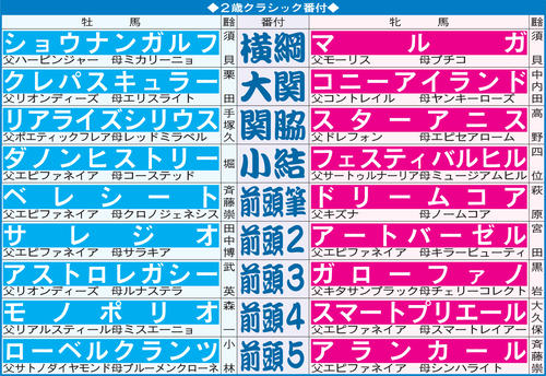 2歳クラシック番付