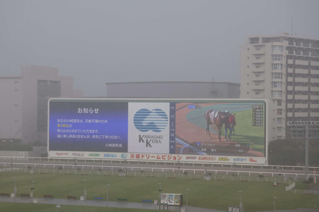 天候不順のため2Rに続き3Rも取りやめとなった川崎競馬場