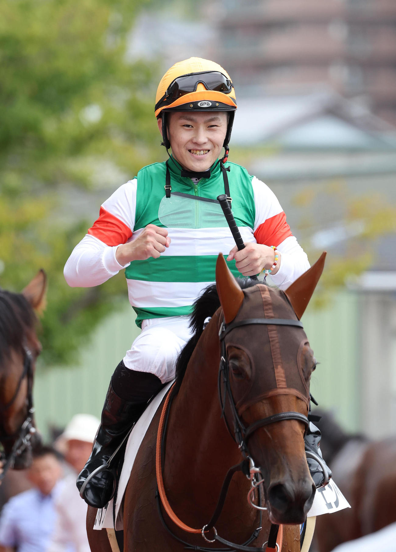 エンベッカで阪神7Rを制し復帰後初勝利を挙げた西村淳騎手（撮影・白石智彦）