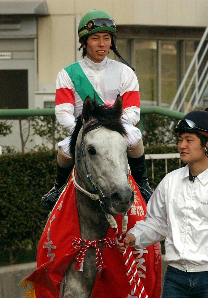 クーリンガーと和田竜ニ騎手（2005年3月27日撮影）