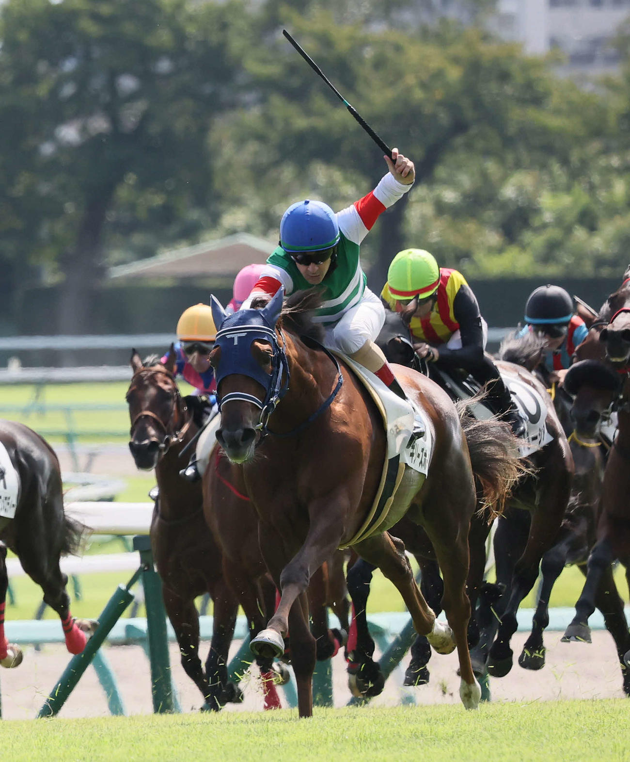 中山5R、2歳新馬戦を制したギリーズボールとルメール騎手（撮影・丹羽敏通）