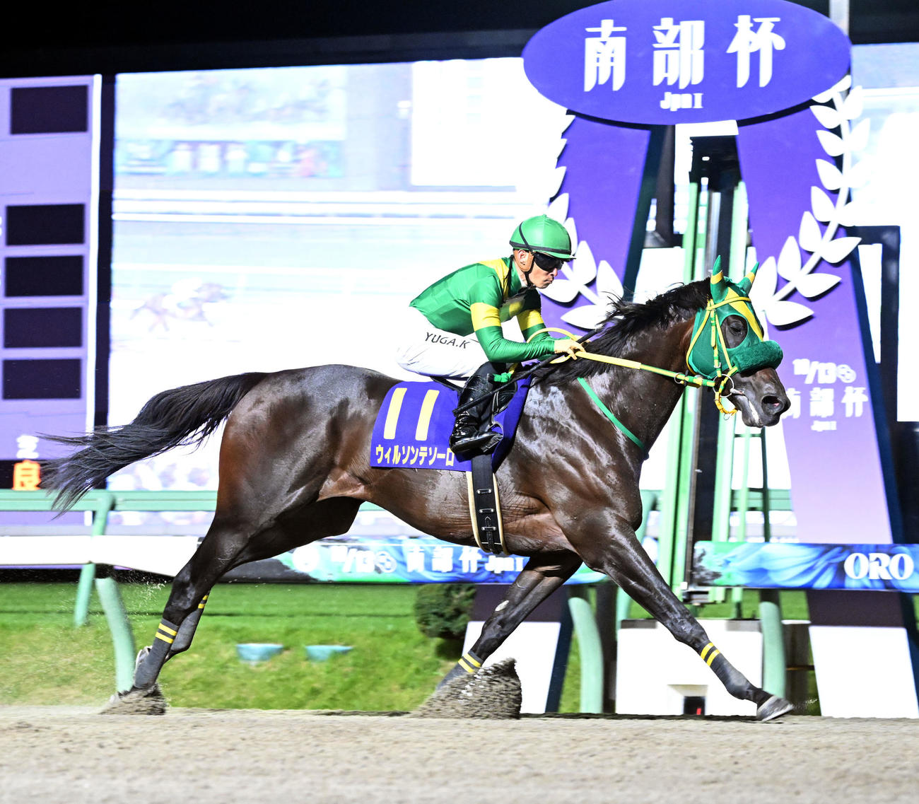 南部杯を優勝したウィルソンテソーロと川田将騎手（撮影・千葉一成）