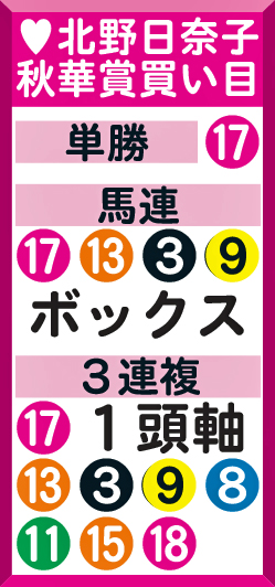 北野日奈子の秋華賞買い目