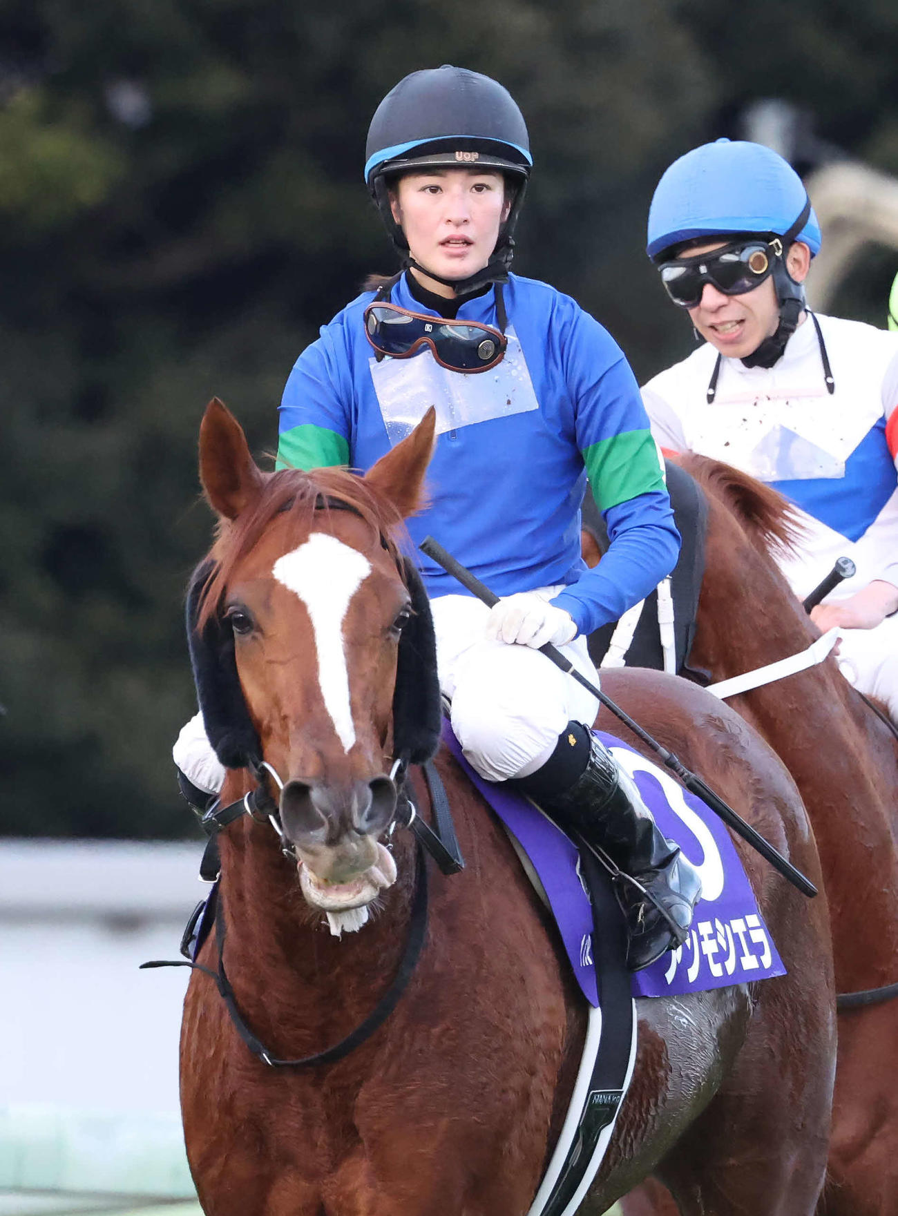 ホープフルSで15着のアンモシエラと藤田騎手（2023年12月撮影）