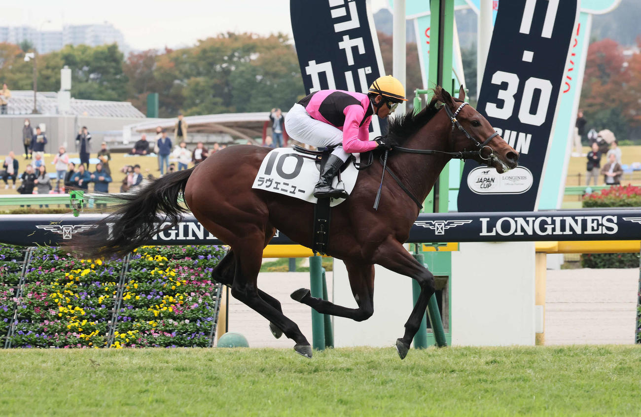 東京5R、2歳新馬戦を快勝したラヴェニューと戸崎騎手（撮影・丹羽敏通）