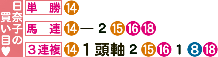 北野日奈子の買い目
