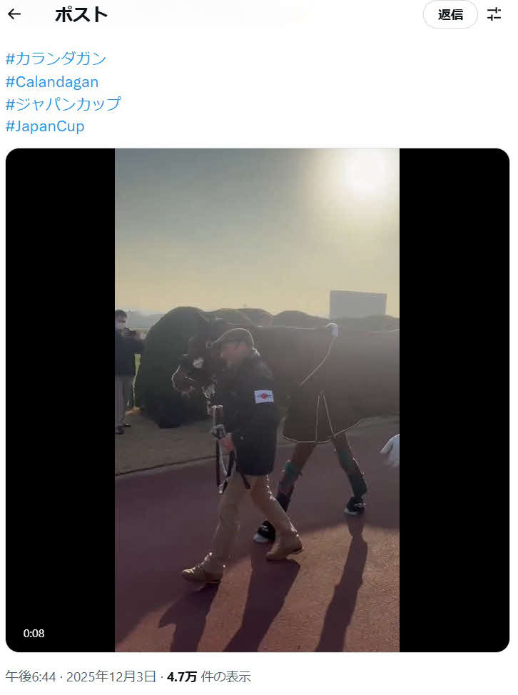 カランダガンの帰国を伝えるJRA World RacingのX