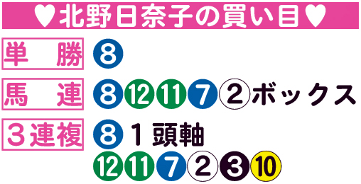 北野日奈子の買い目
