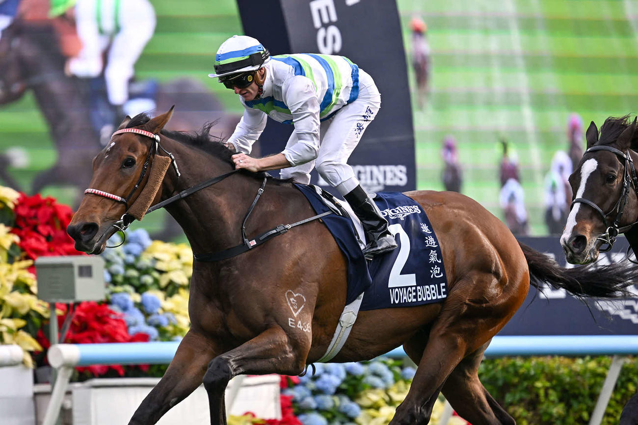 香港マイルを制したヴォイッジバブル。鞍上はパートン騎手（C）The Hong Kong Jockey Club