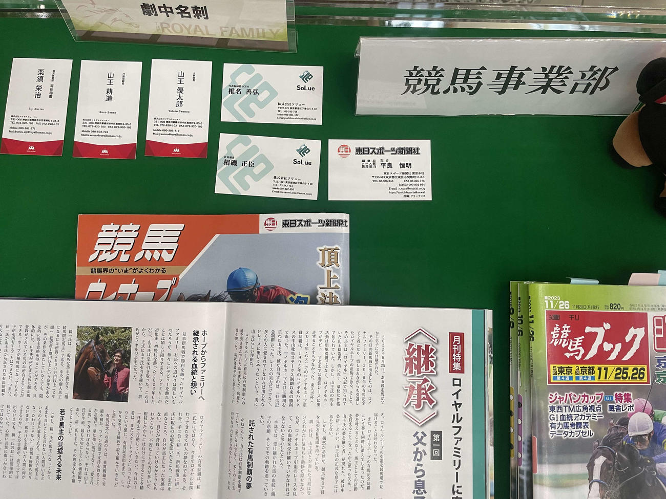 劇中で使われた名刺や雑誌など