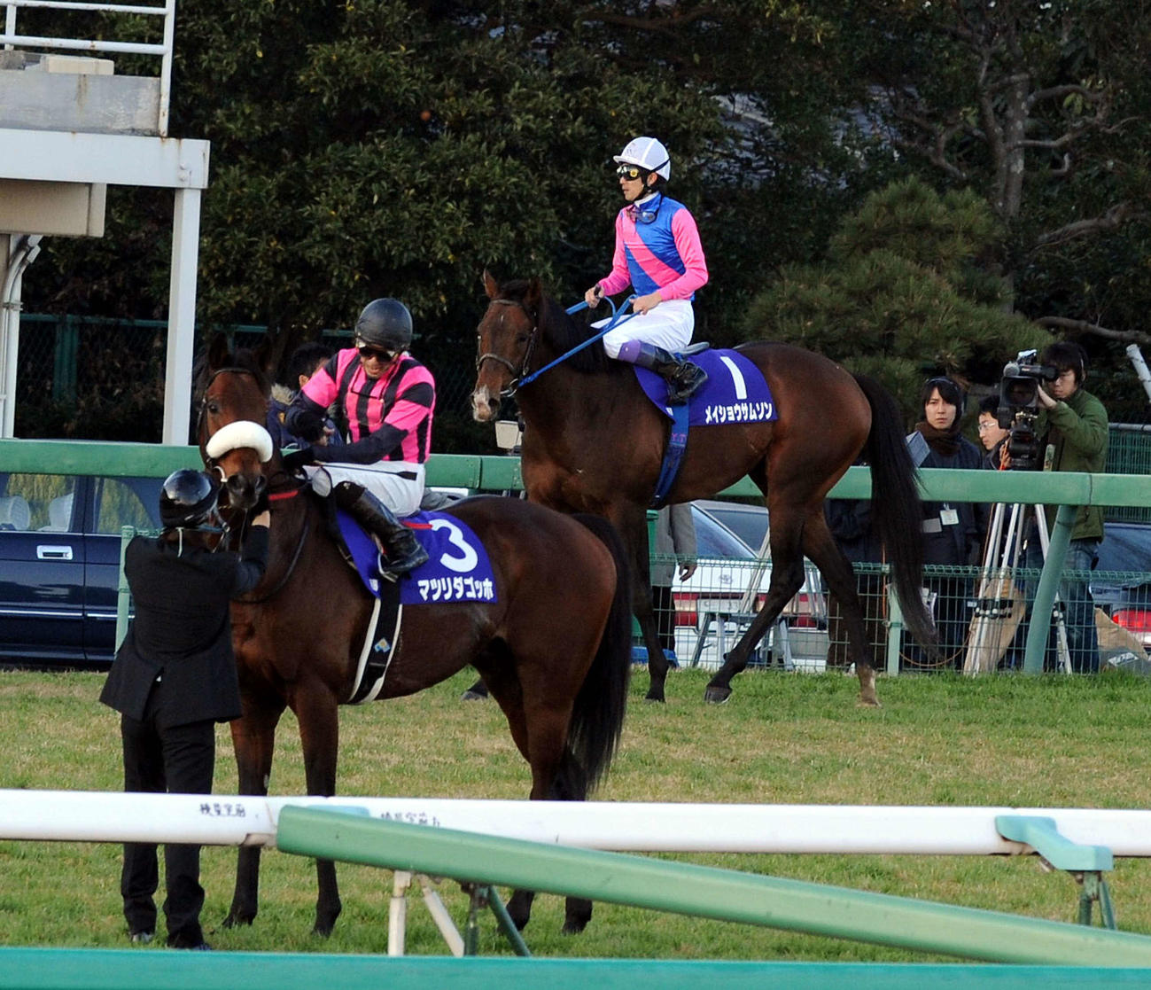 07年有馬記念で8着に敗れたメイショウサムソンと武豊。手前は勝ったマツリダゴッホ