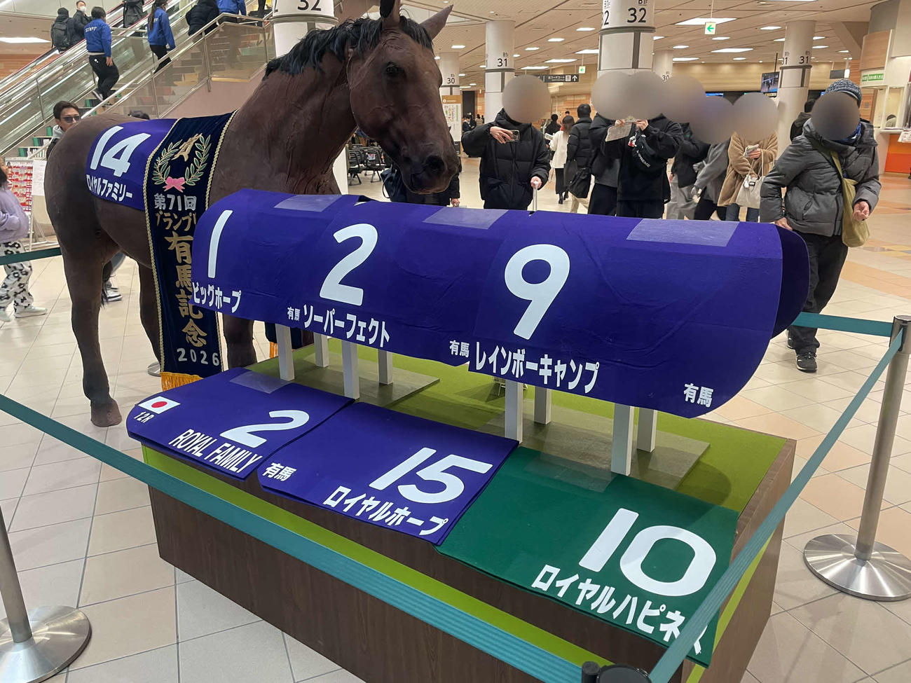 ロイヤルハピネスやビッグホープなどのゼッケンも新たに展示された
