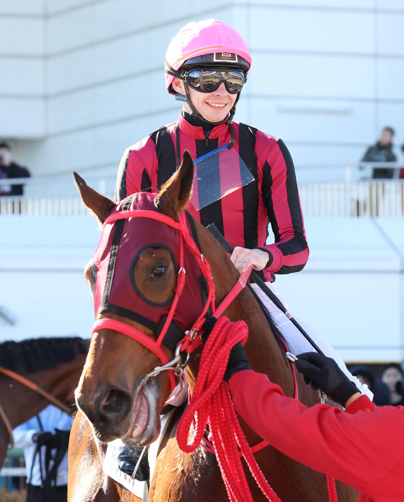 中山5R、2歳新馬戦を快勝したクラウトロックとプーシャン騎手（撮影・丹羽敏通）