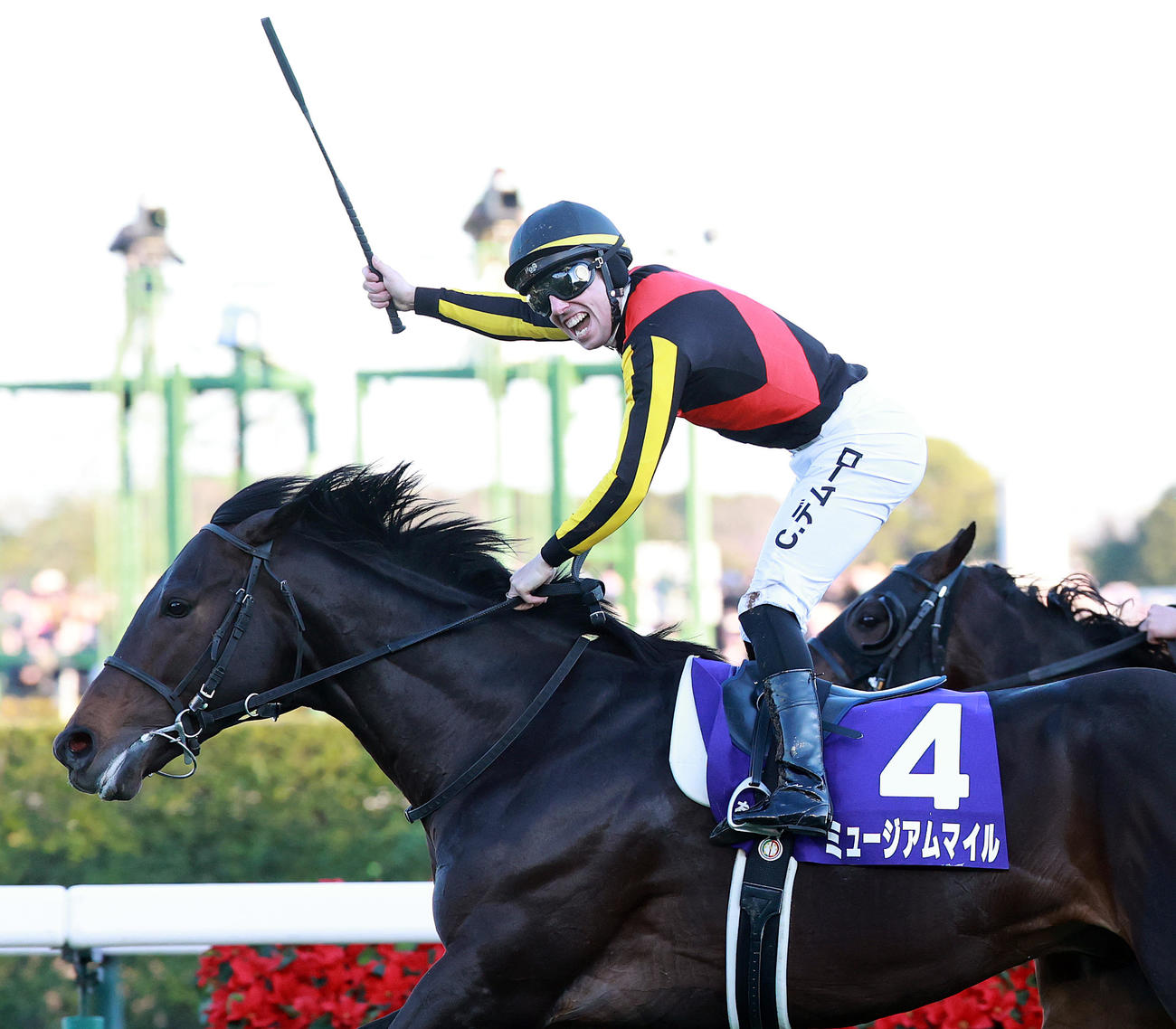 有馬記念を制したミュージアムマイルと喜ぶC・デムーロ騎手