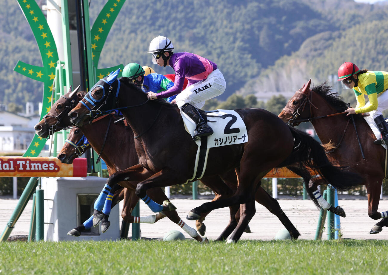 小倉6R、3歳未勝利を勝ち上がったカシノリアーナ（手前）（撮影・白石智彦）