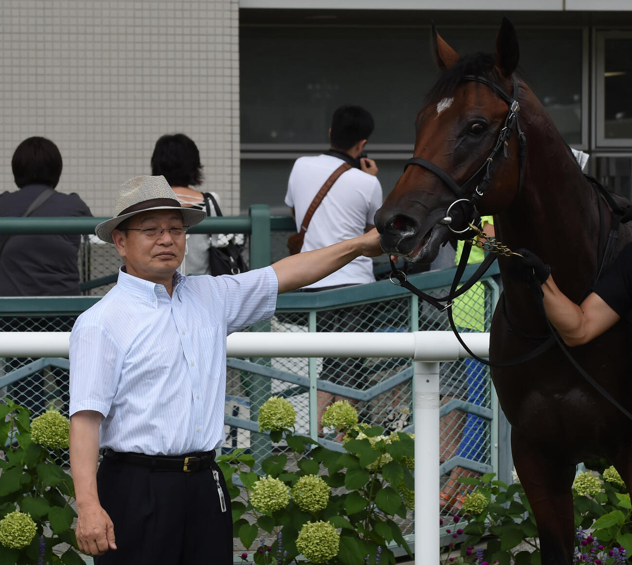 15年7月、デビュー戦を逃げ切ったミキノドラマーと南田美知雄調教師