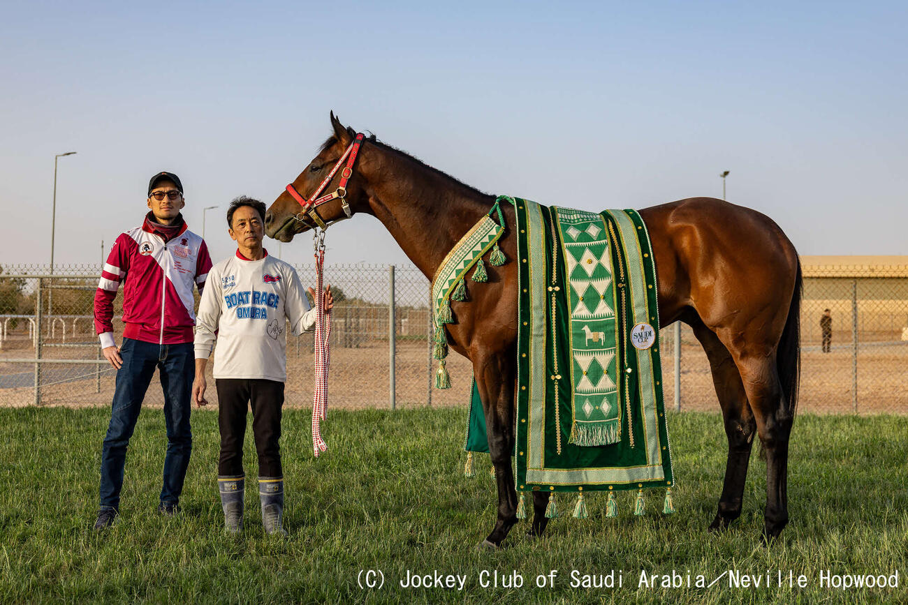 サウジC連覇翌日のフォーエバーヤング（（C）Jockey Club of Saudi Arabia／Neville Hopwood）