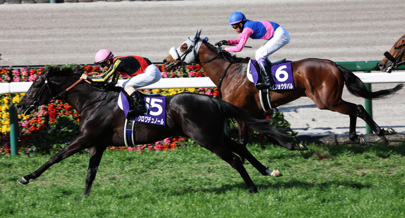 大阪杯は北村友騎手のクロワデュノールが直線で鮮やかに差し切り勝利した（撮影・西尾就之）