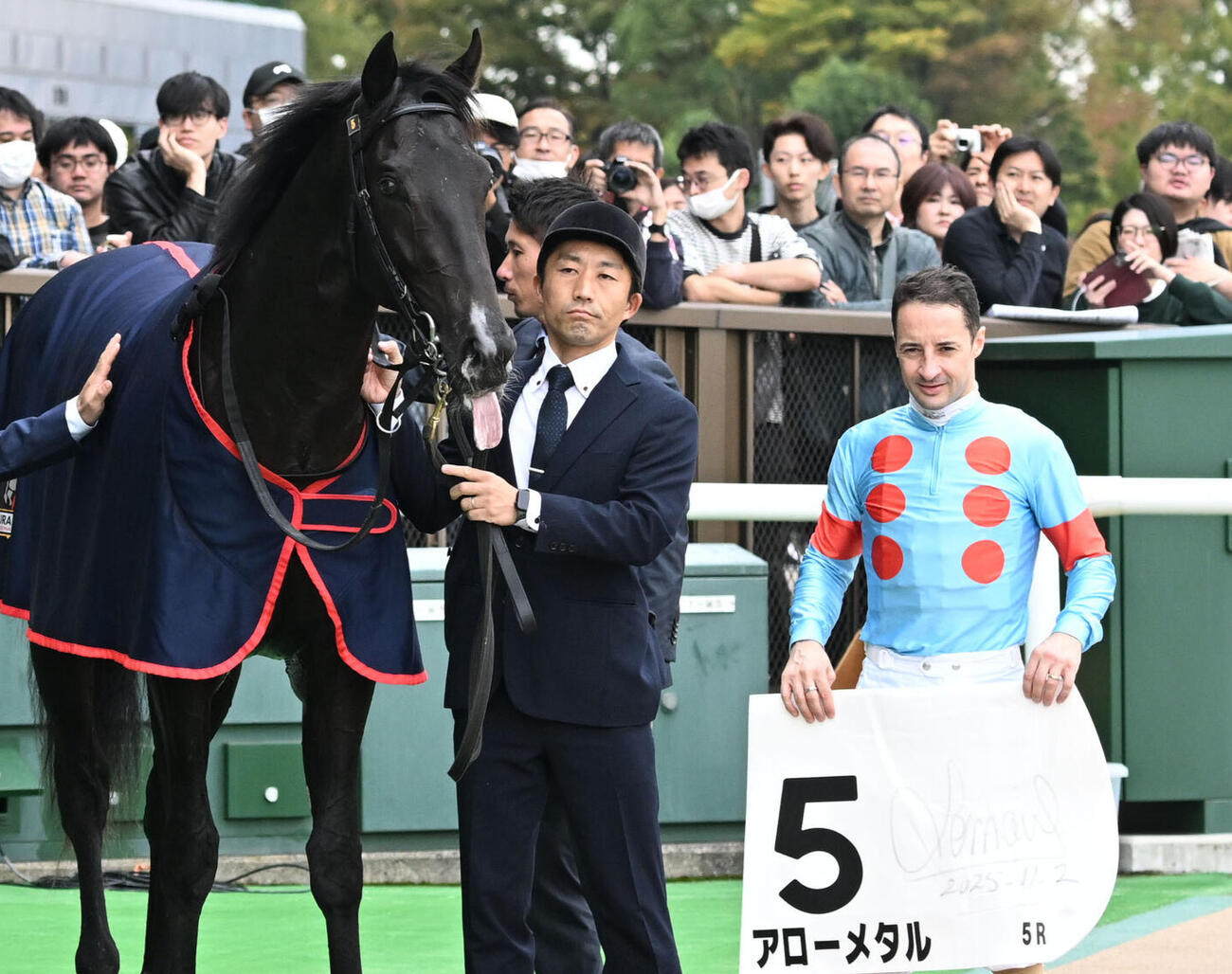 アローメタルとルメール騎手（2025年撮影）