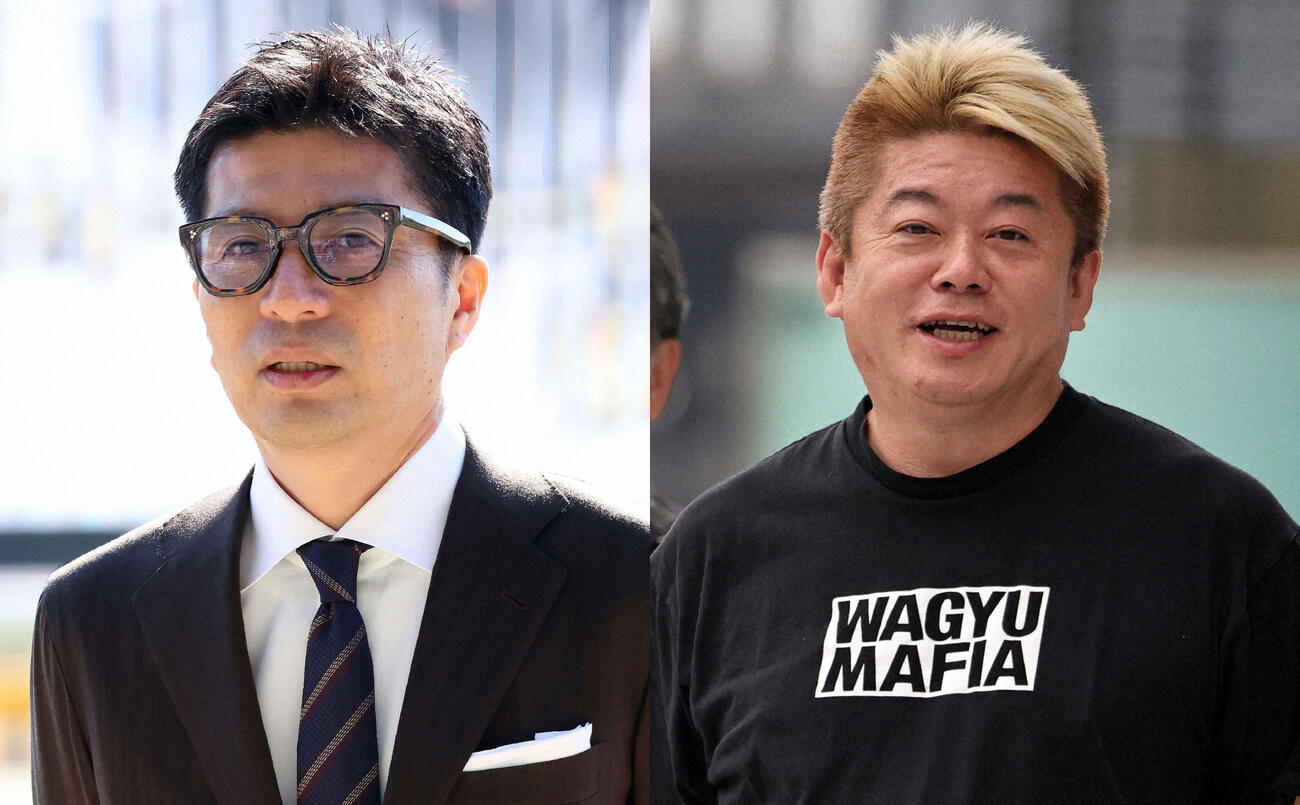 藤田晋氏（左）と堀江貴文氏