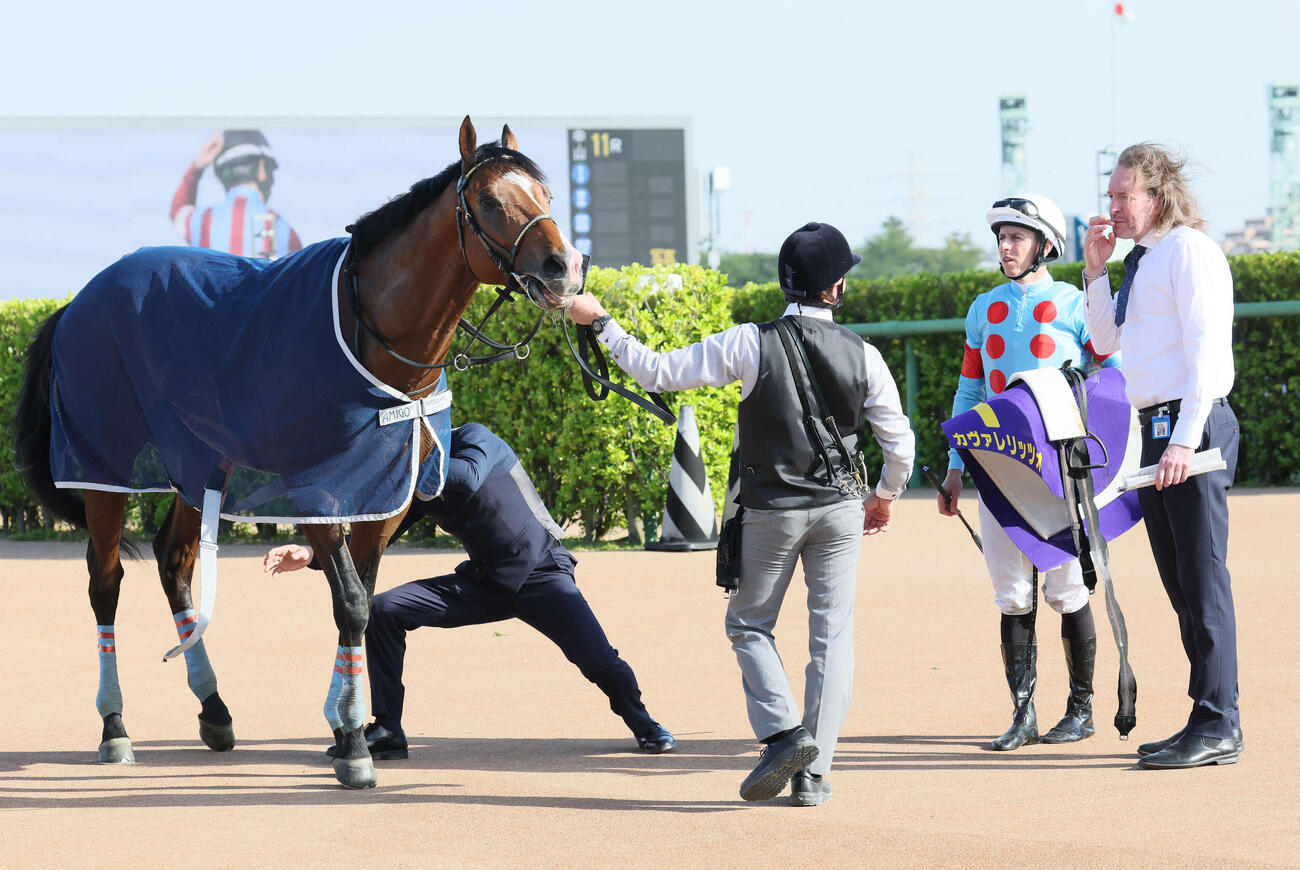 皐月賞13着に敗れたカヴァレリッツォとレーン騎手（撮影・丹羽敏通）