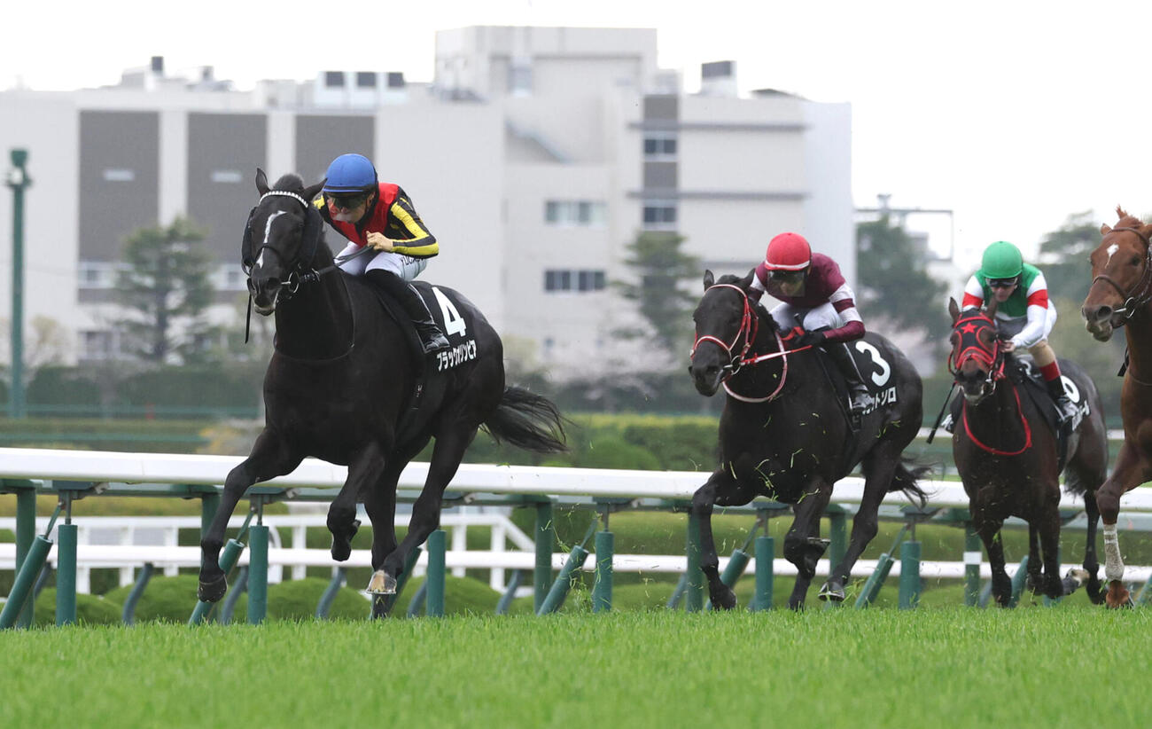 4月4日アザレア賞を制したブラックオリンピア（左）