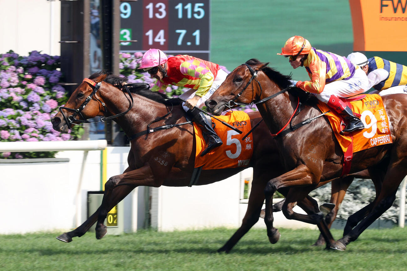 チャンピオンズマイルを制したマイウィッシュ（C）The Hong Kong Jockey Club