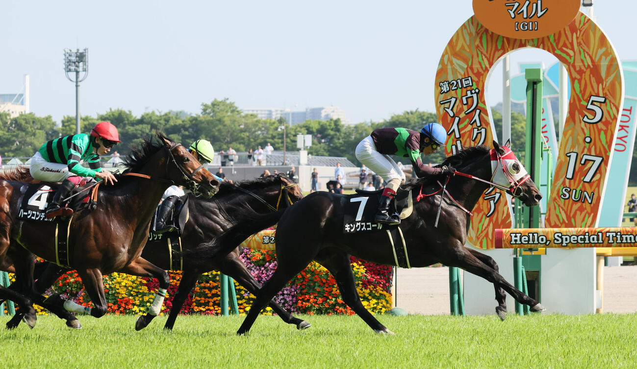 東京11R、六社Sを制したキングスコールと吉田豊騎手（撮影・丹羽敏通）