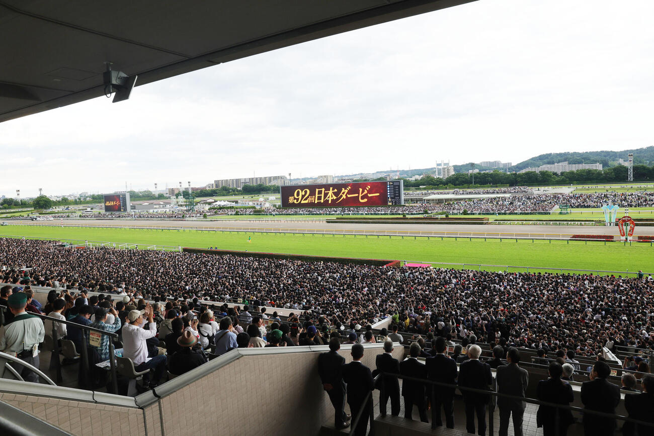 日本ダービーを前に盛り上がる観客（2025年6月1日撮影）