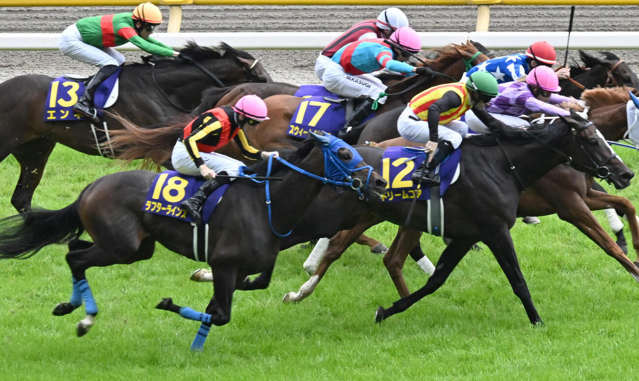 オークス3着に敗れたラフターラインズ（手前）（撮影・千葉一成）