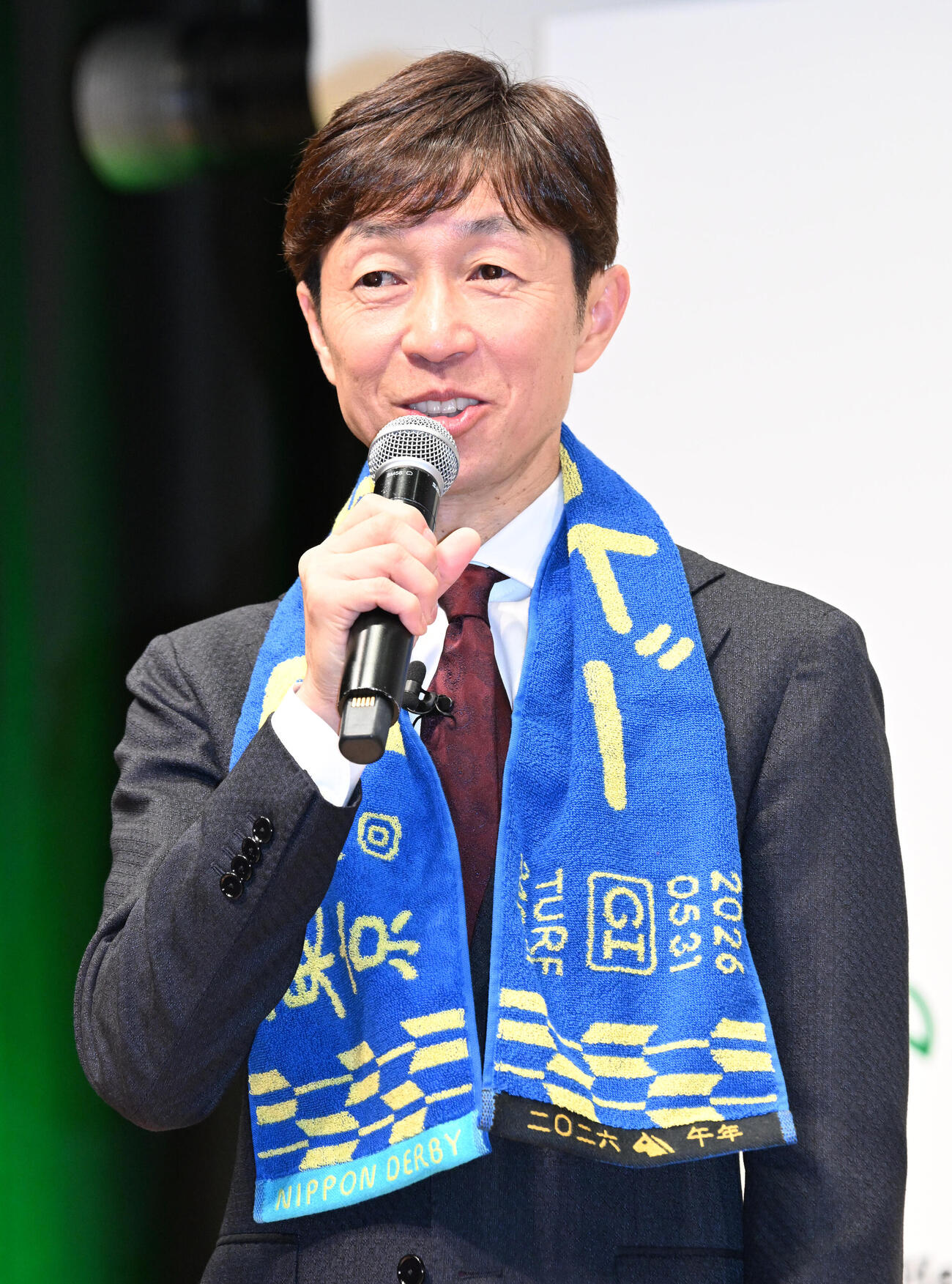 日本ダービーPR発表会に登場した武豊騎手（撮影・千葉一成）