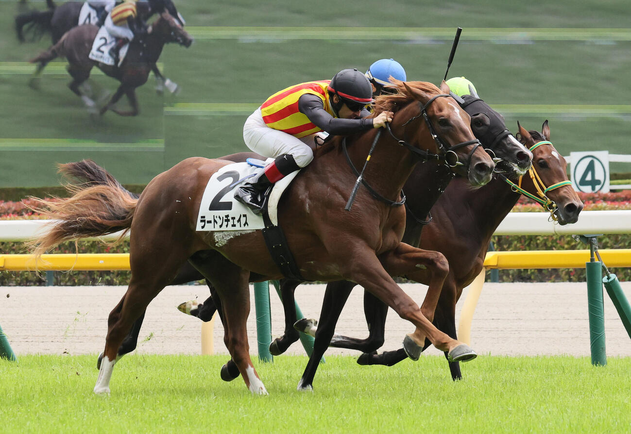東京4R、2歳新馬戦を制したラードンチェイスとクリストフ・ルメール騎手（撮影・丹羽敏通）